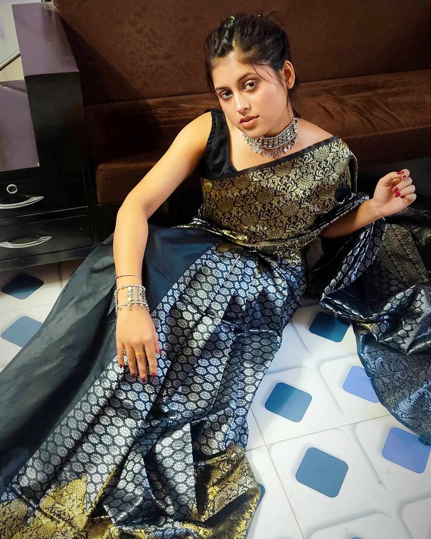 Sympy Litchi Silk Saree