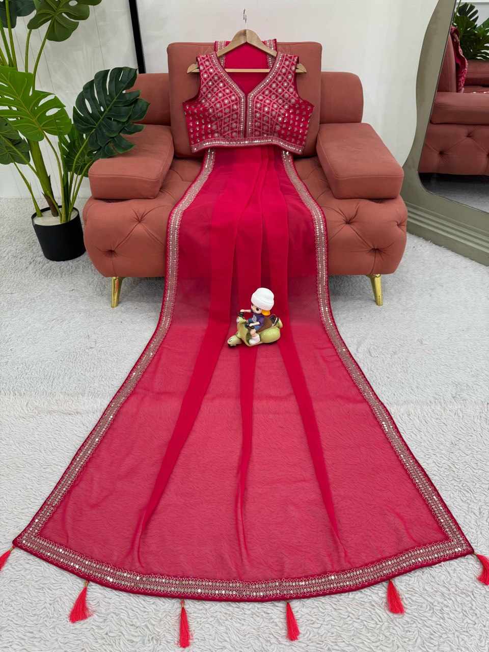Sympy Red Beautiful Designer Saree