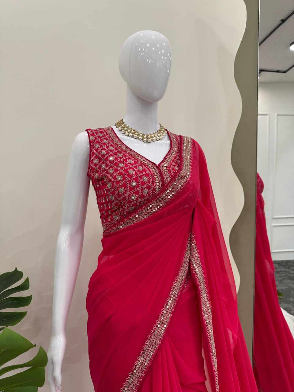 Sympy Red Beautiful Designer Saree