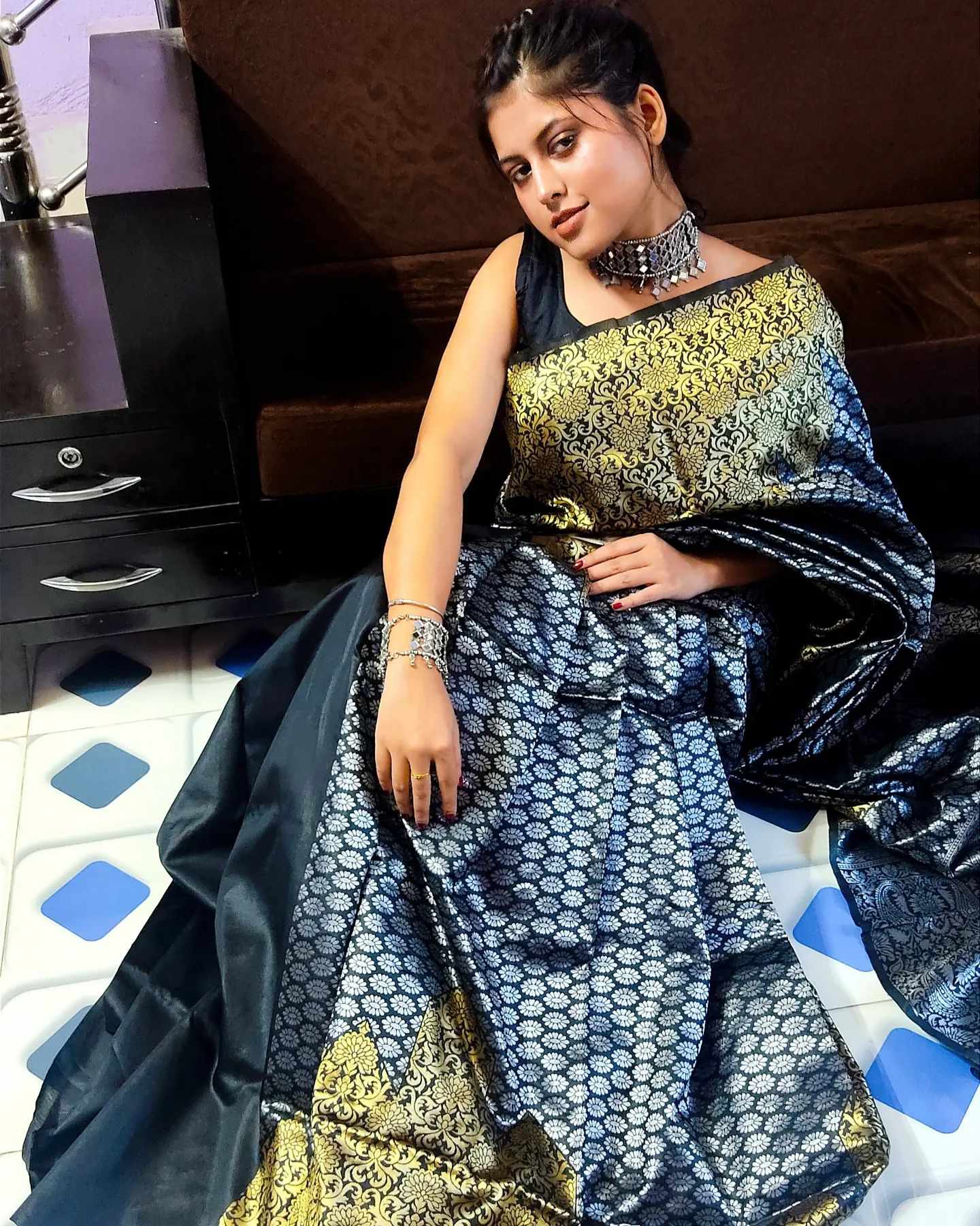 Sympy Litchi Silk Saree