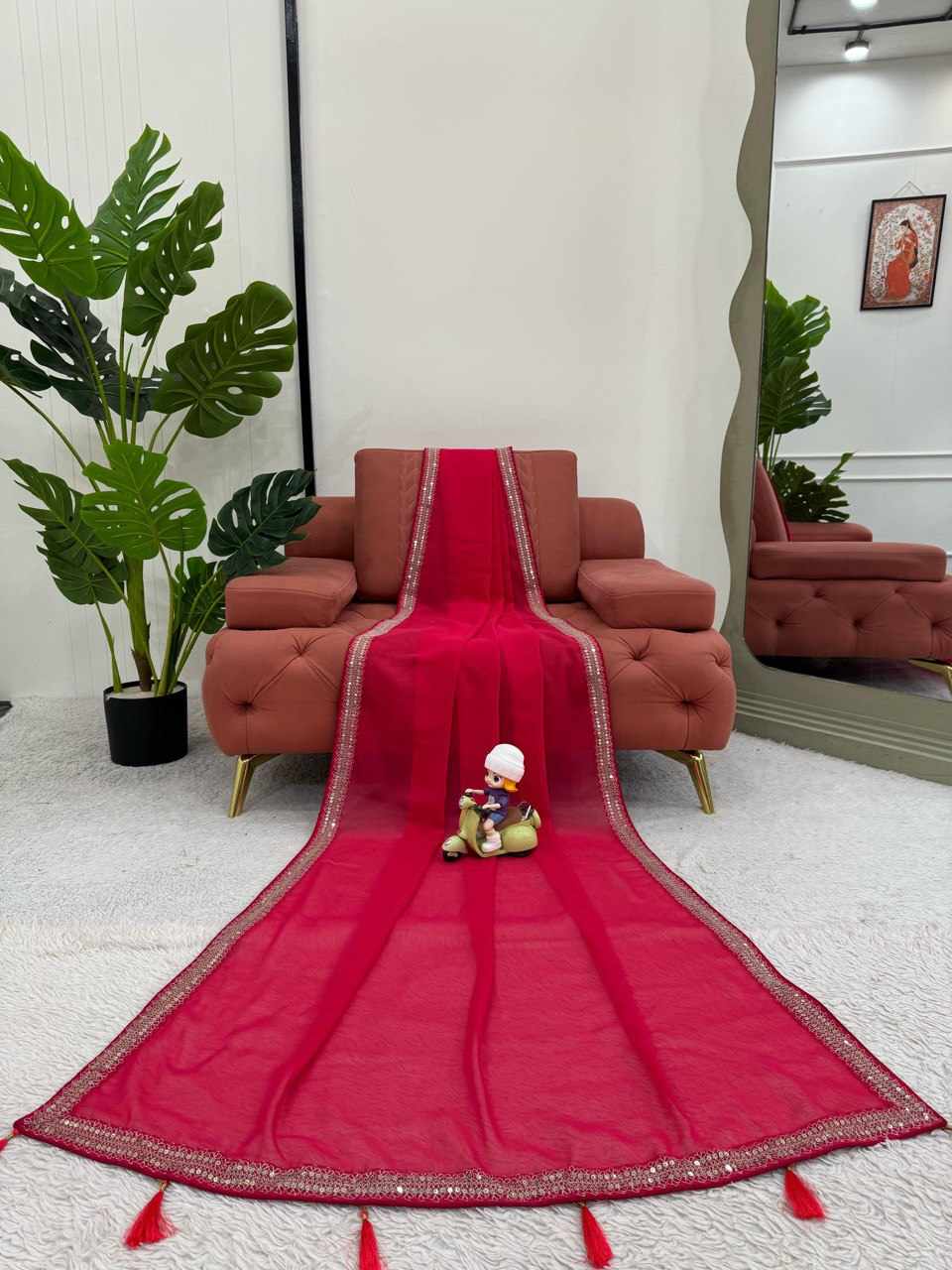 Sympy Red Beautiful Designer Saree