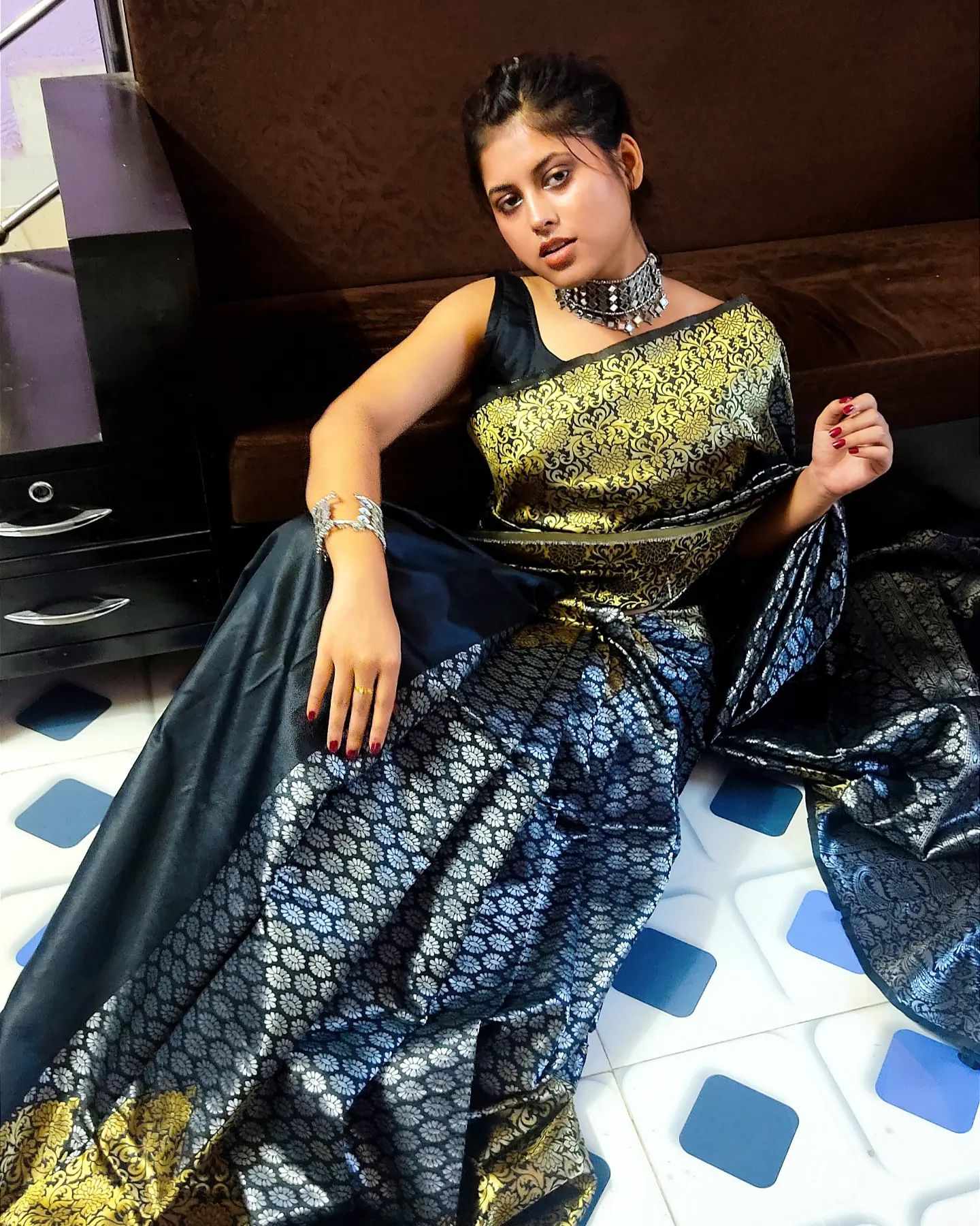 Sympy Litchi Silk Saree