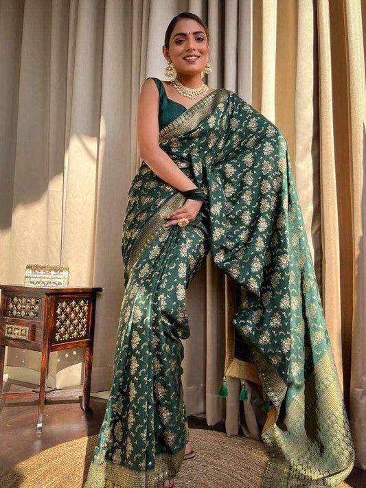 Sympy Green Soft LICHI Silk Saree