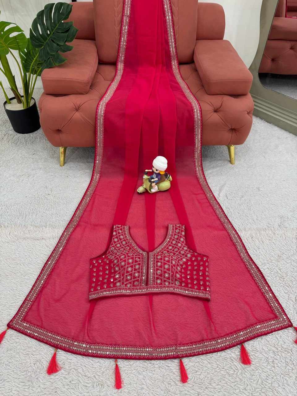 Sympy Red Beautiful Designer Saree