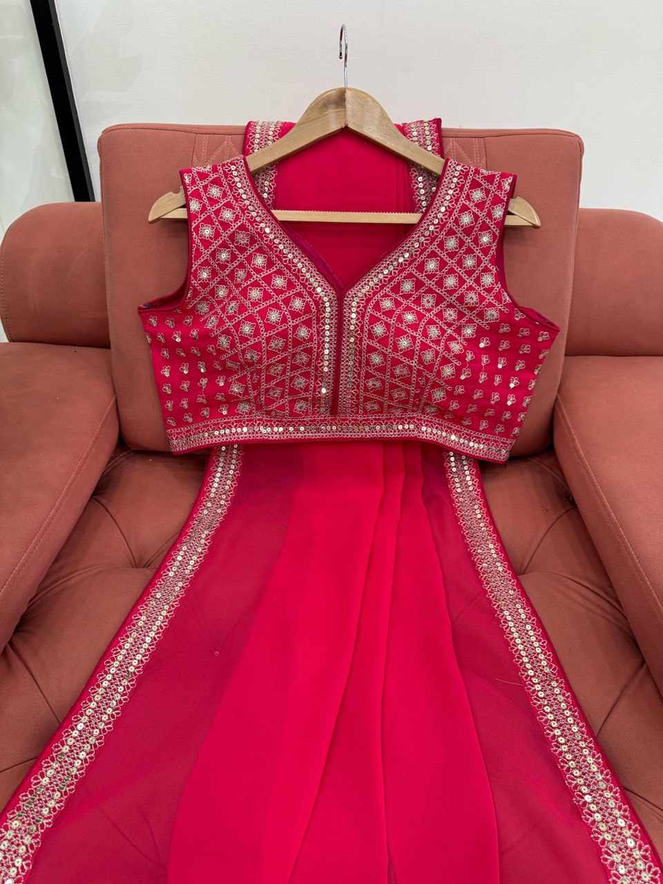 Sympy Red Beautiful Designer Saree