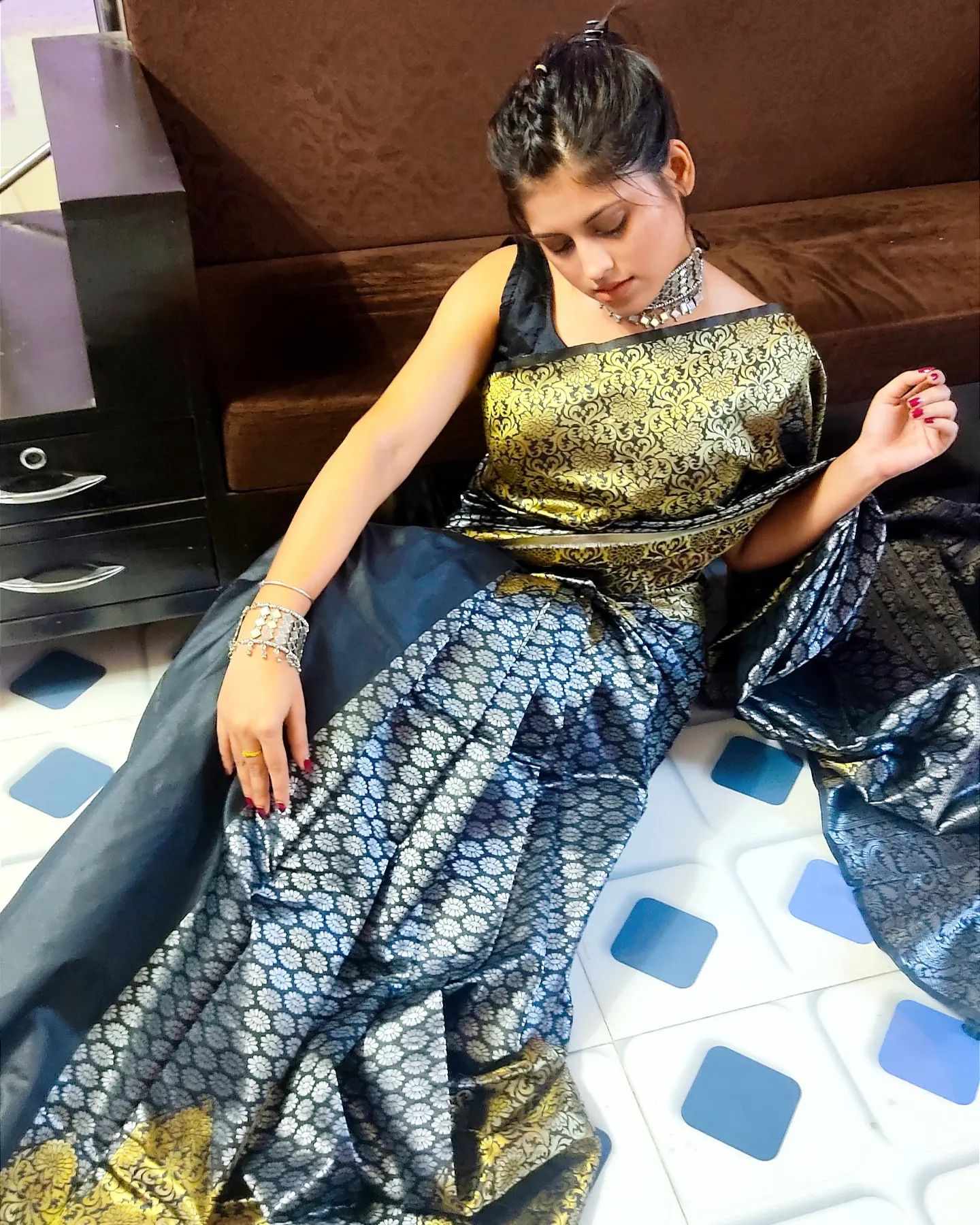 Sympy Litchi Silk Saree