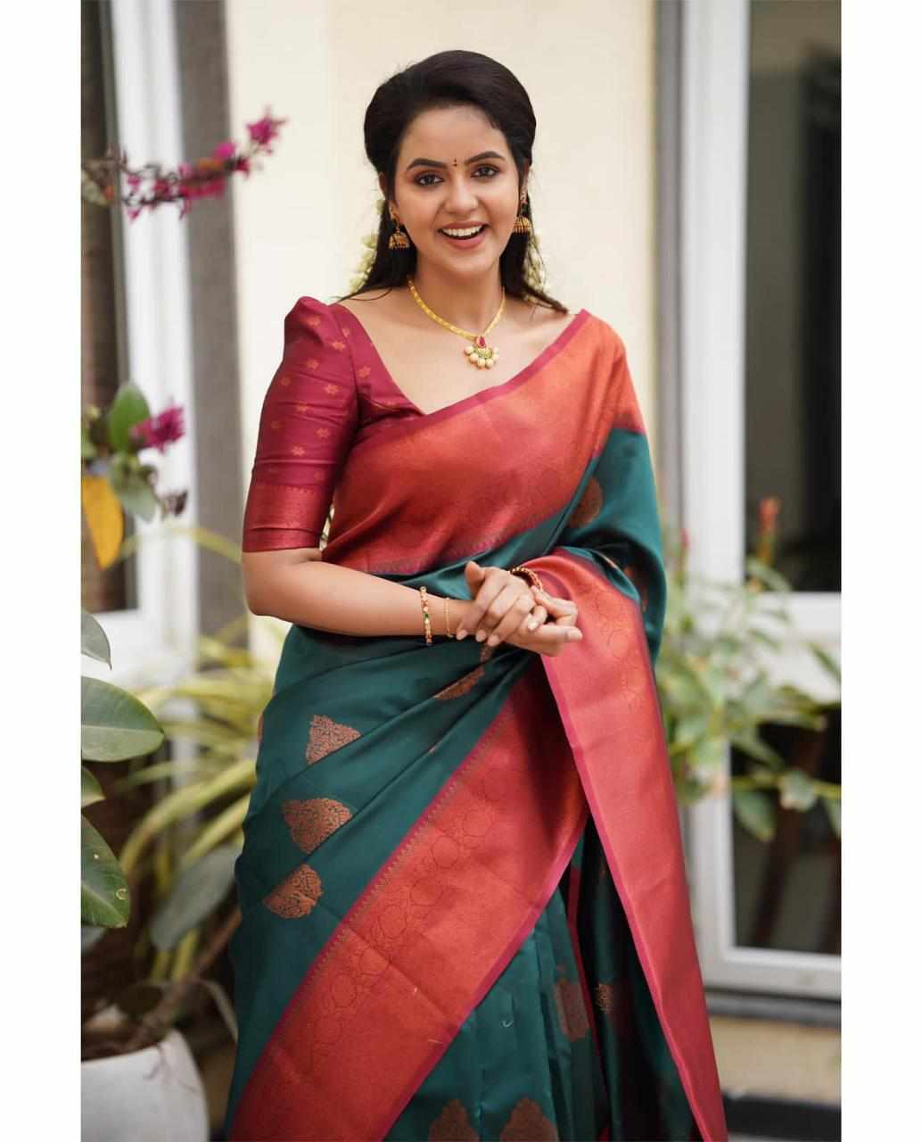 Sympy Soft Lichi Silk Beautiful Rich Pallu Saree