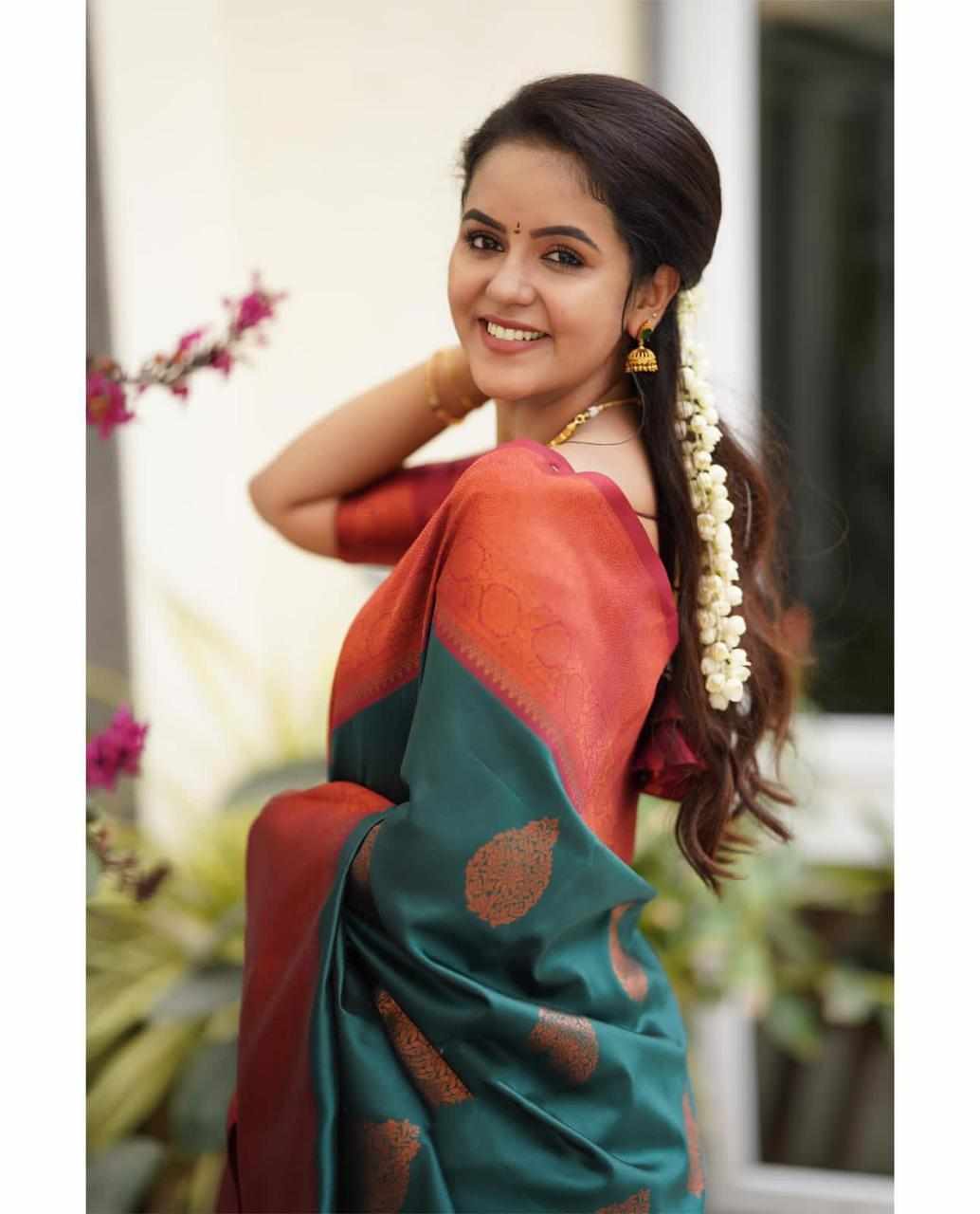 Sympy Soft Lichi Silk Beautiful Rich Pallu Saree