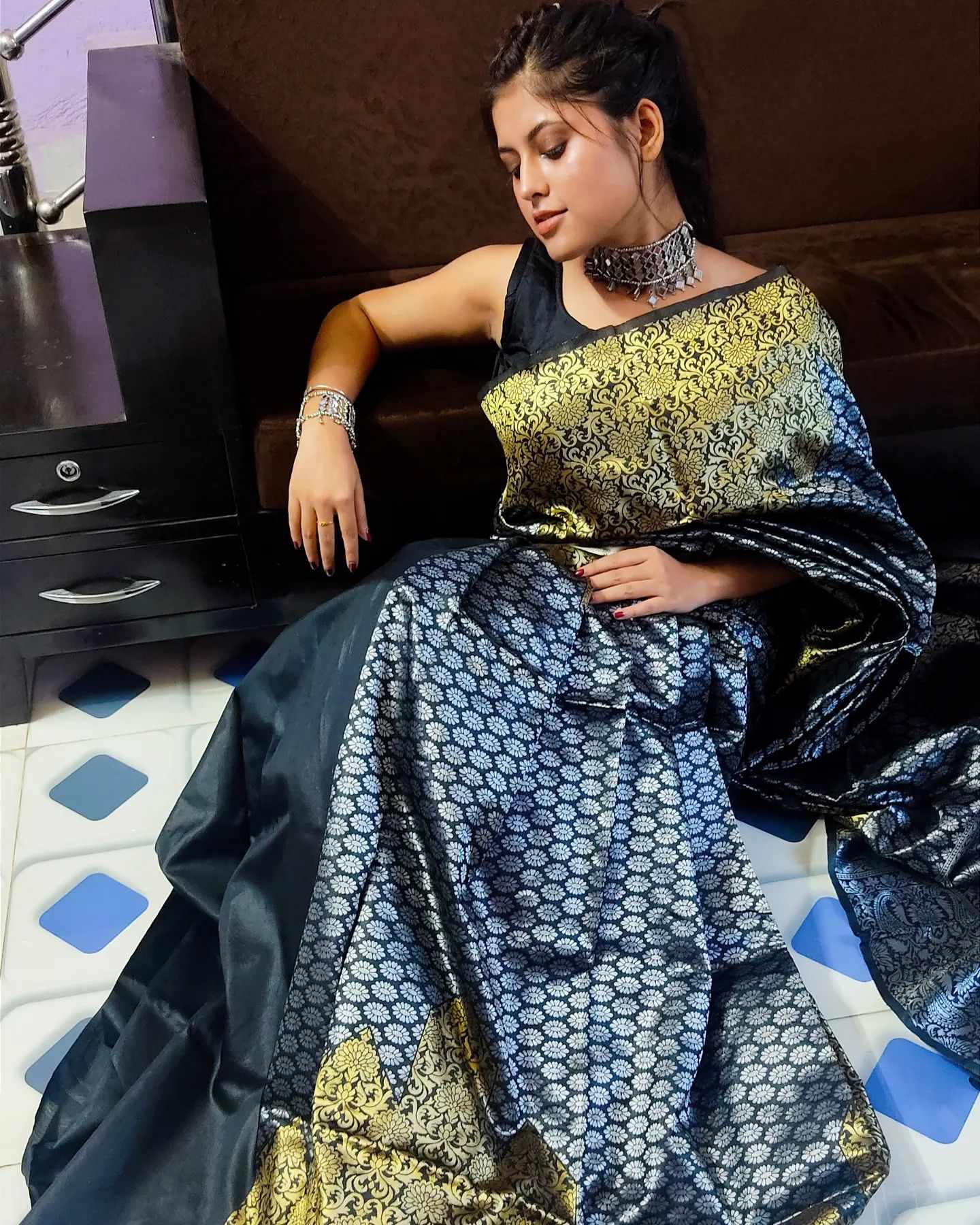Sympy Litchi Silk Saree