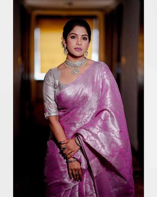 Sympy Silver Zari Saree
